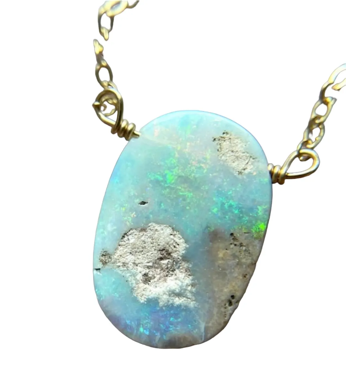 Australian Opal Pendant Necklace Gold Filled