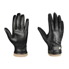 Autumn And Winter Padded Leather Gloves Business Simple Outdoor Sports Warm Gloves, Size: M(Black)