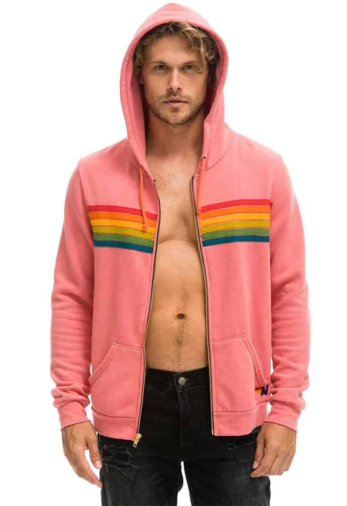 Aviator Nation 6 Stripe Zip Hoodie in Pink / Serape Rainbow