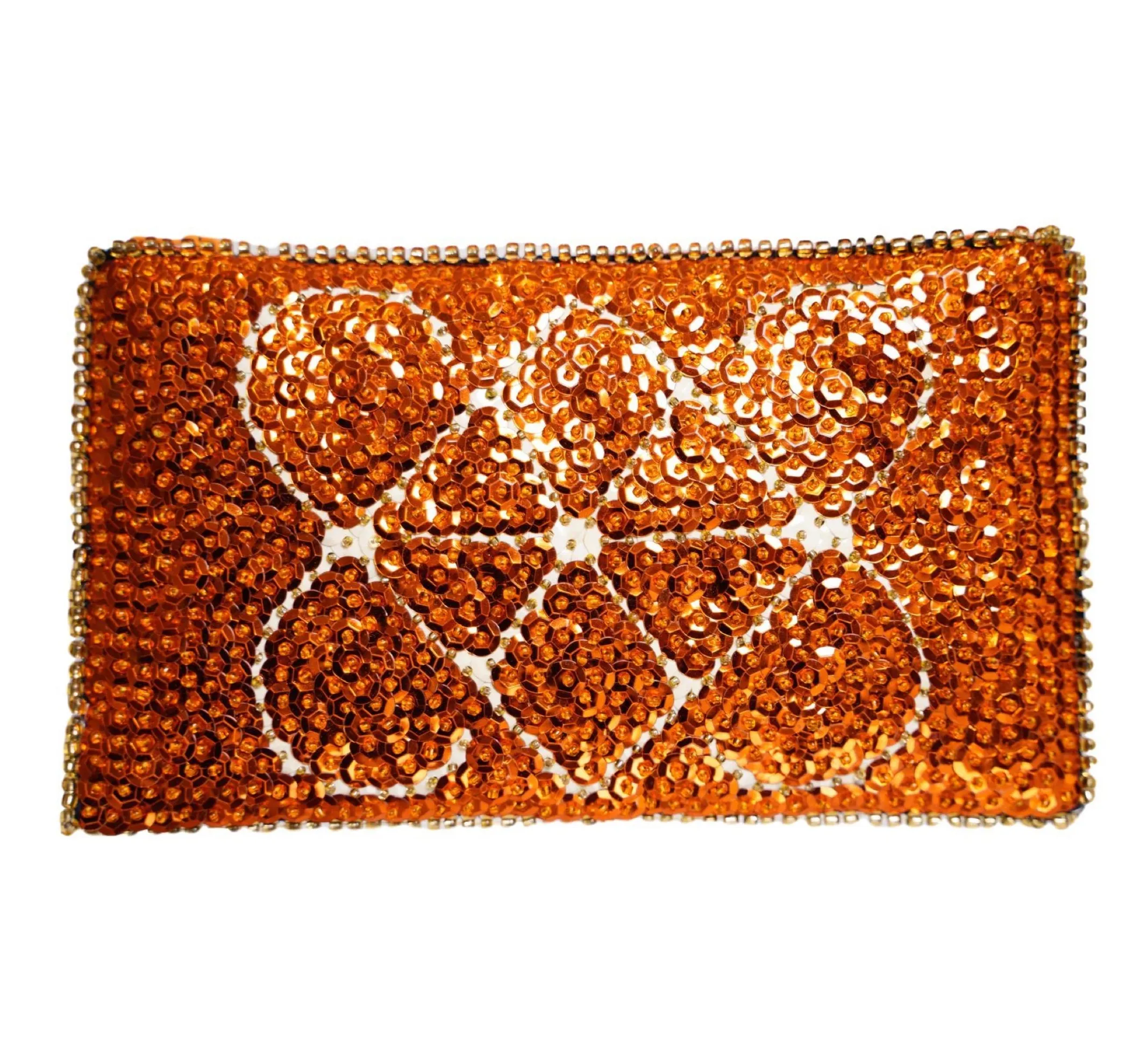 Ayizan Haitian Beaded Clutch- Burnt Orange, Blush