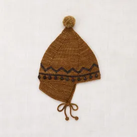 Baby & Kids Hand Knit Merino Wool Zig Zag Pointy Peak Hat- Nutmeg/Bark