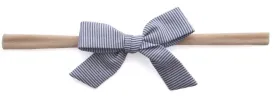 Baby Bling Navy Stripe Cotton Bow Skinny Headband