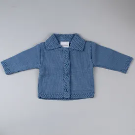 Baby Boys Cardigan With Collar - Dusty Blue