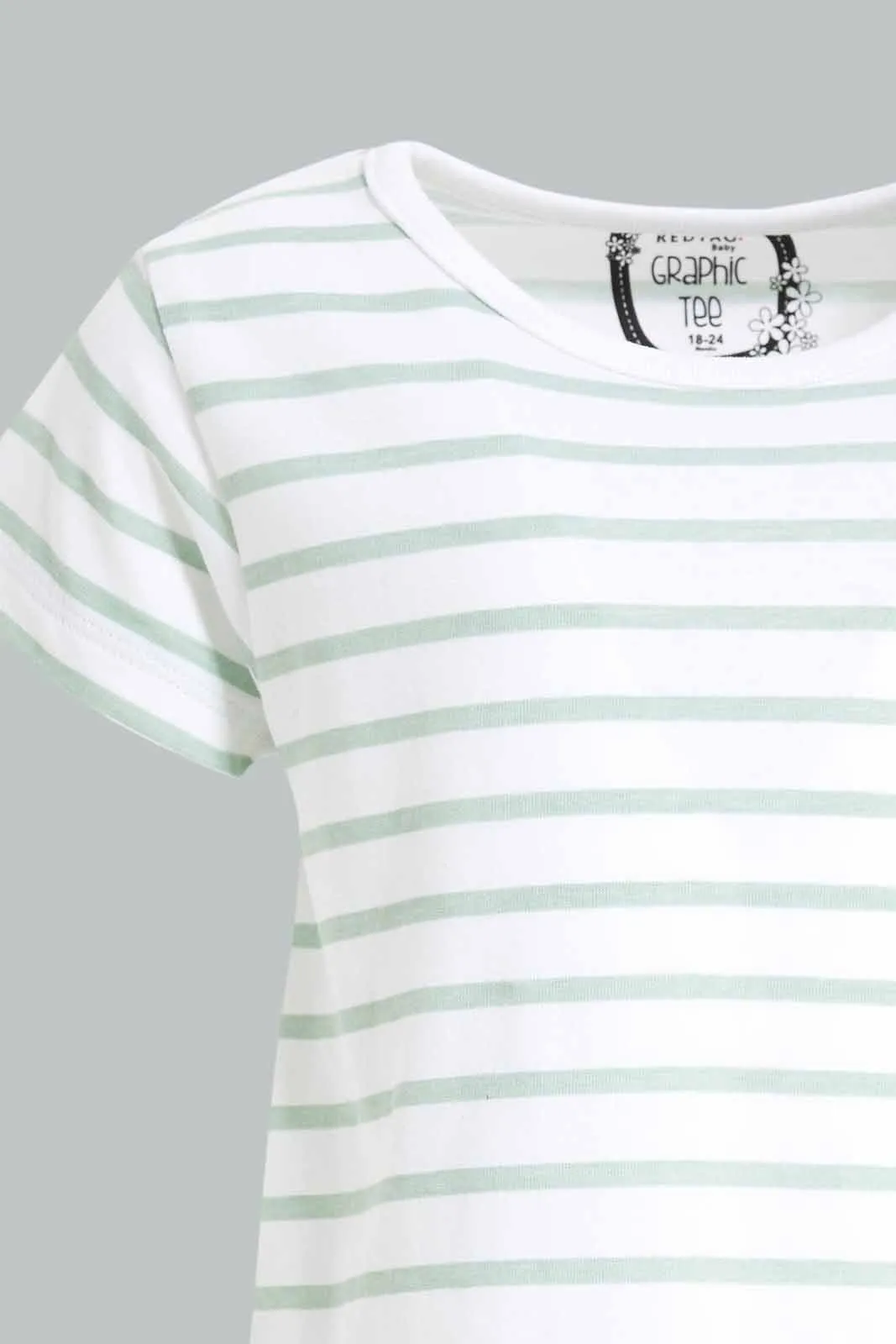 Baby Girls White And Mint Printed T-Shirt