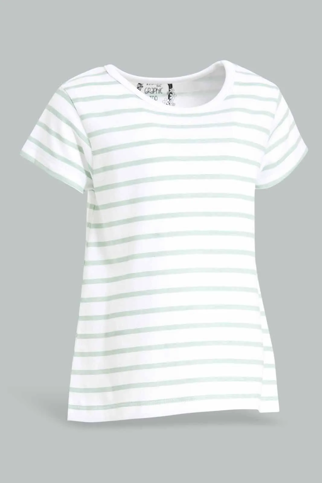 Baby Girls White And Mint Printed T-Shirt