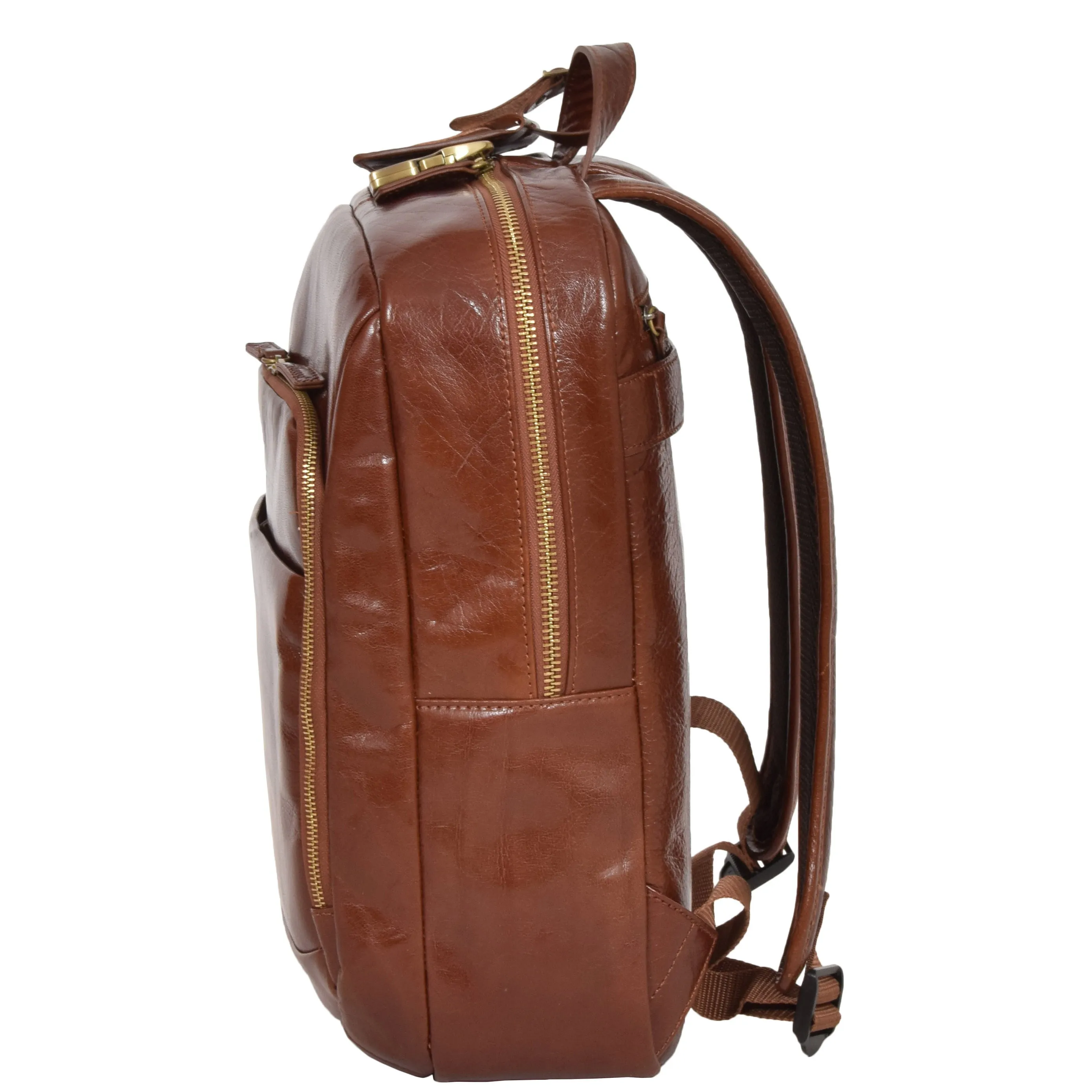 Backpack Chestnut Real Leather Large Travel Rucksack Cora