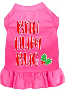 Bah Humbug Screen Print Dog Dress Bright Pink Xl