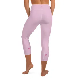 Ballet Pink Yoga Capri Leggings, Light Pink Pastel Women's Capris Tights-Made in USA/EU/MX