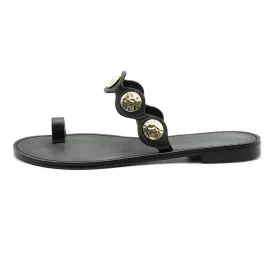 Banana Republic Flat Sandals Leather Black Colour For Women