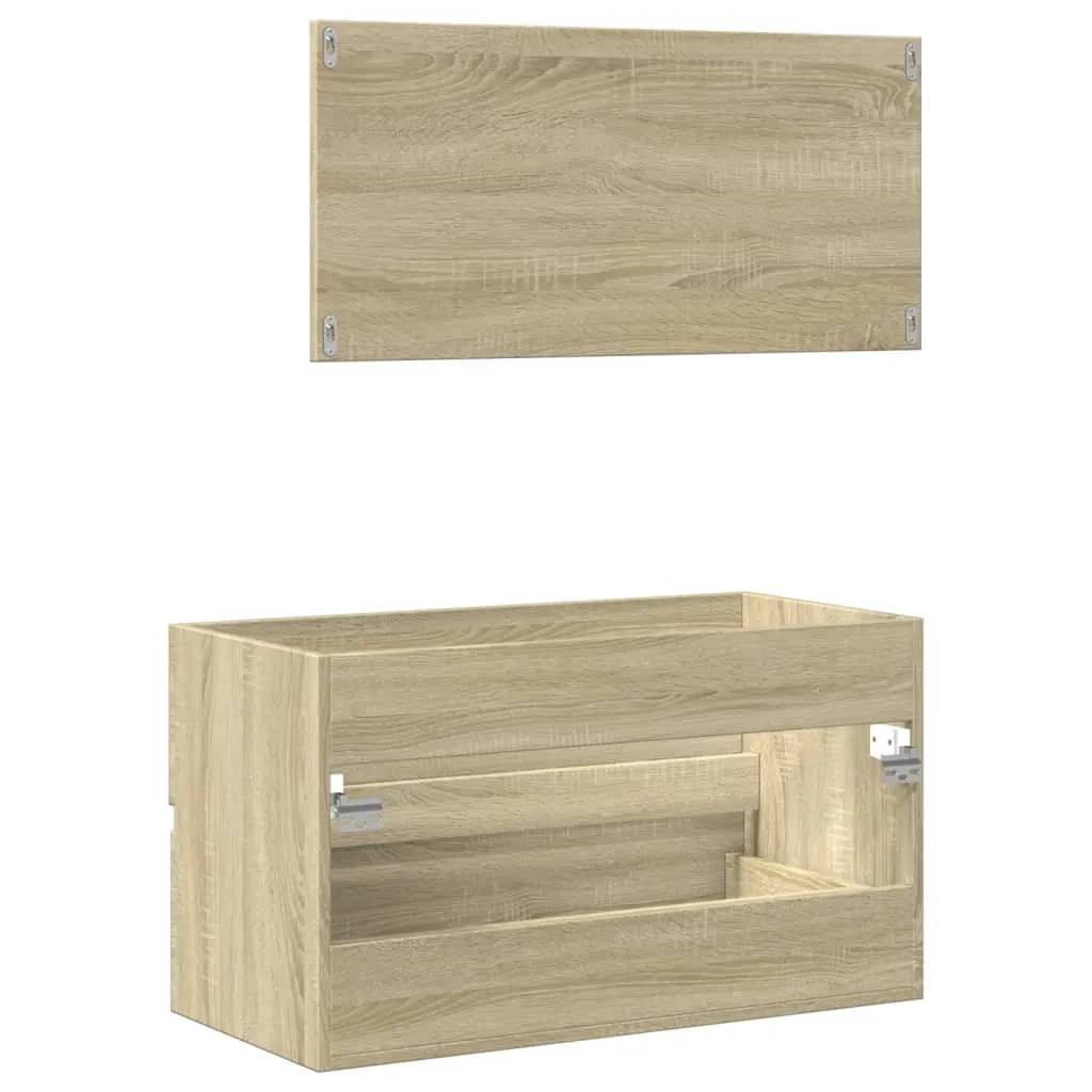 Bathroom Cabinet with Mirror Sonoma Oak 80x38.5x45 cm