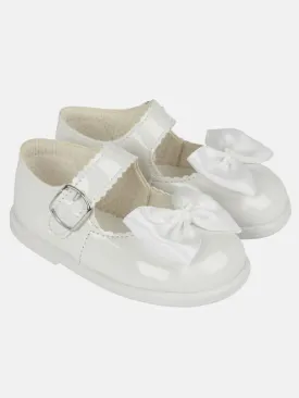 Baypods Girls Hard Soled Shoe with Bow-White