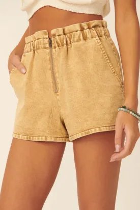 Beach Bum Acid-Wash Denim Shorts