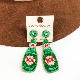 Beaded Beer Bottle Earrings in Green