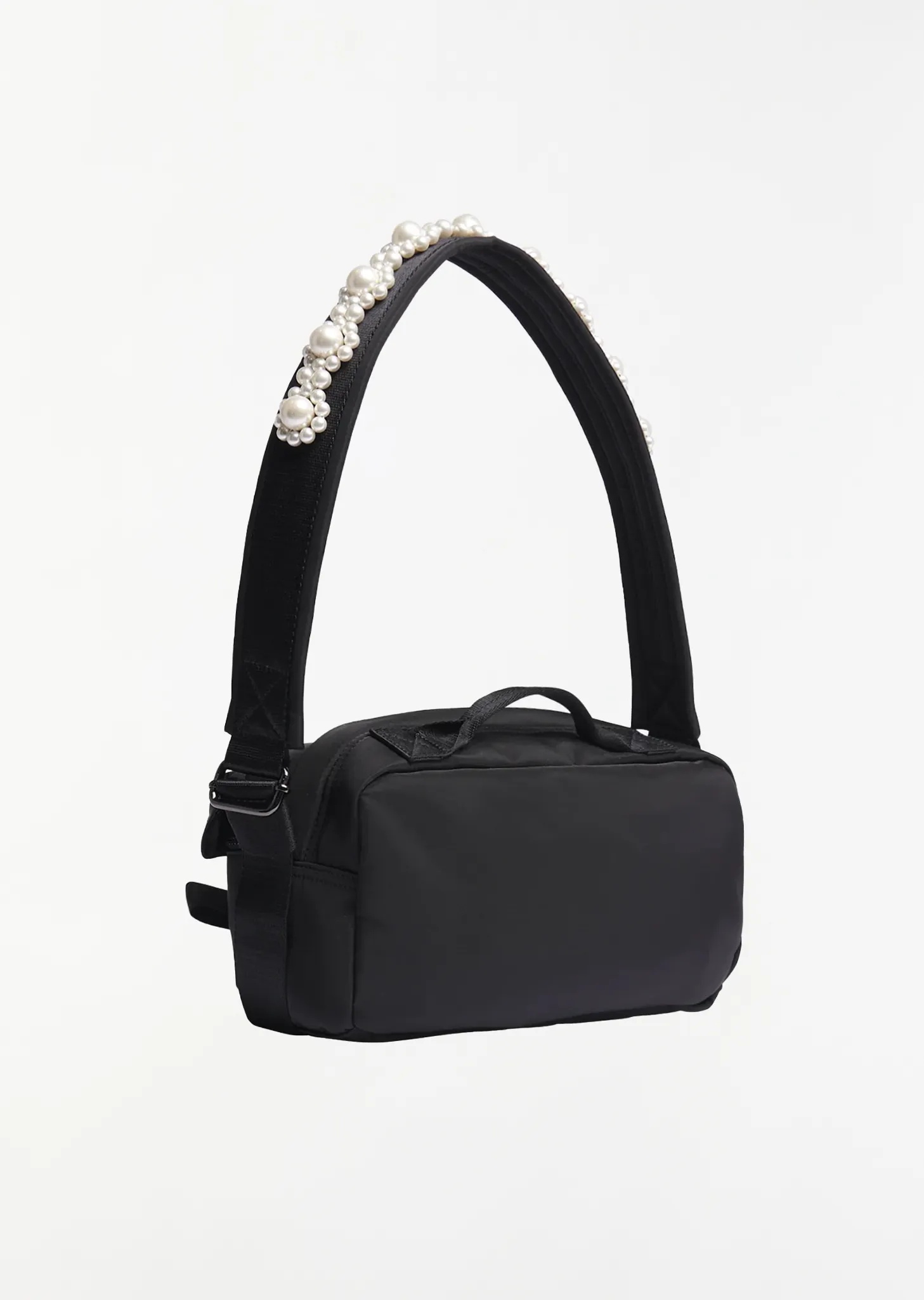 Beaded Classic Bow Crossbody Bag — Black