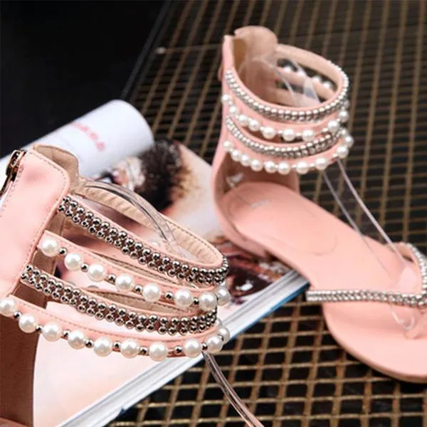 Behemian Summer Ankle Straps Fashion New Beaded Sandals Women's Shoes