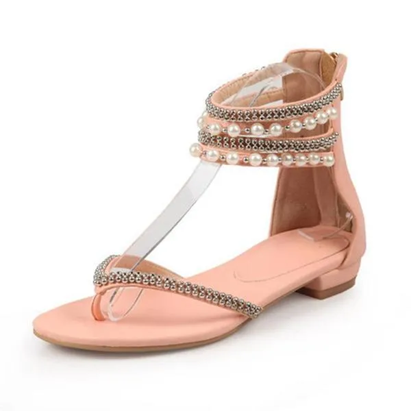 Behemian Summer Ankle Straps Fashion New Beaded Sandals Women's Shoes