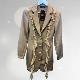 Beige Gold Frill  button up long-sleeve blazer