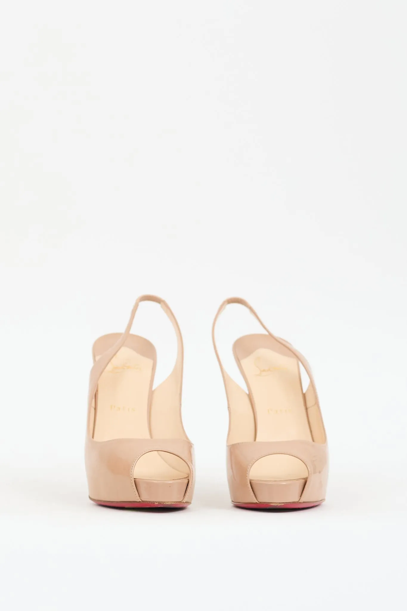 Beige Patent Private Number 120 Slingback Pump