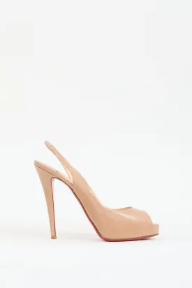 Beige Patent Private Number 120 Slingback Pump