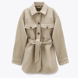 Belt Loose Woolen Coat