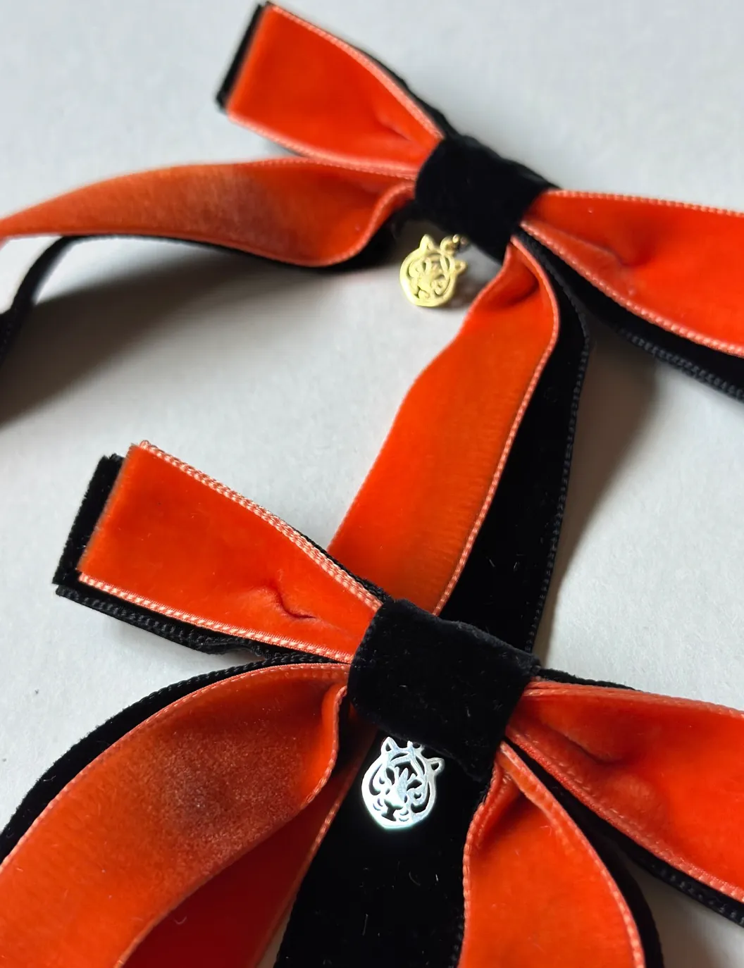 Bengals Charm Bows | Black and Orange Bows | Cincinnati Bengals Hair Accessories