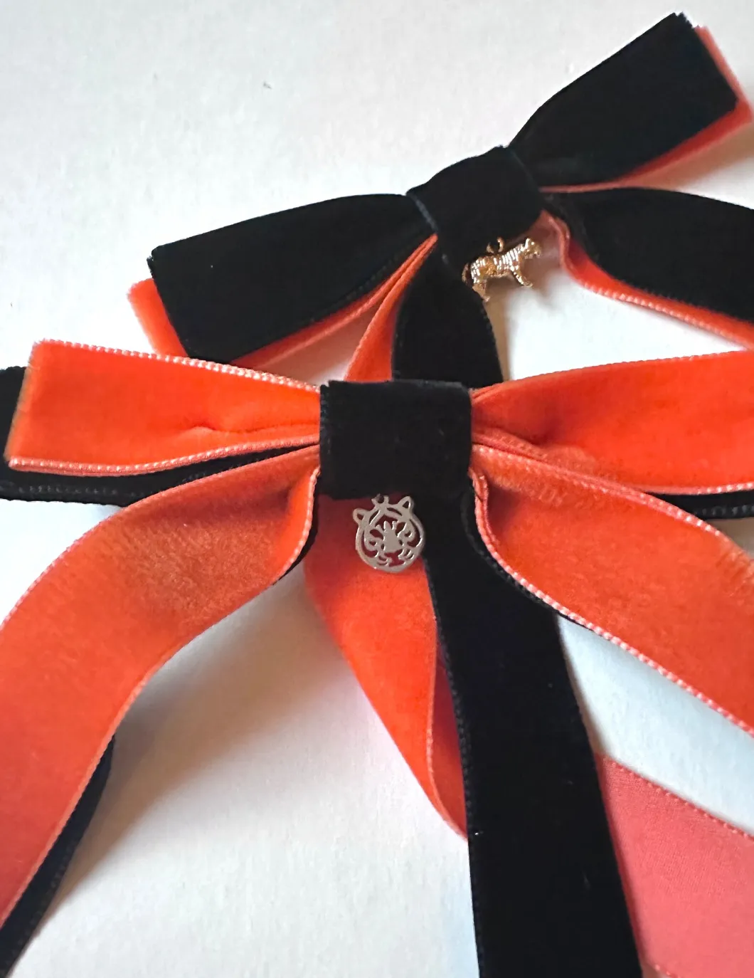 Bengals Charm Bows | Black and Orange Bows | Cincinnati Bengals Hair Accessories