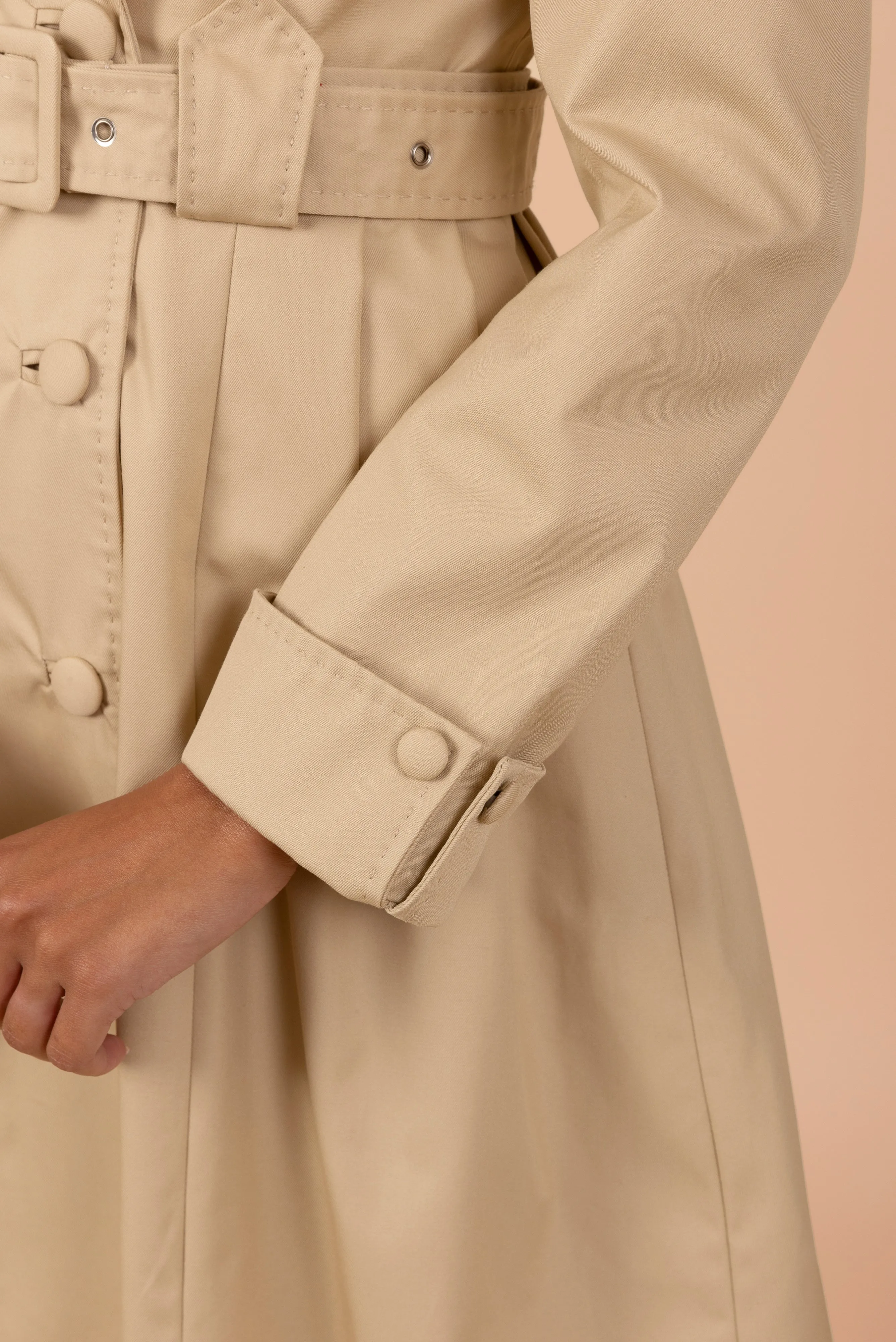 'Bergman' Cotton Gaberdine Dress Trench Coat in Cammello