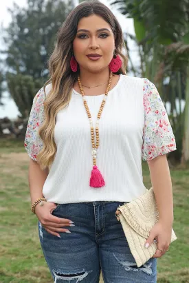 Bethany Pink Floral Knit Plus Size Blouse