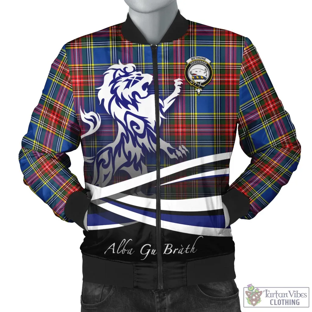 Bethune Tartan Bomber Jacket with Alba Gu Brath Regal Lion Emblem