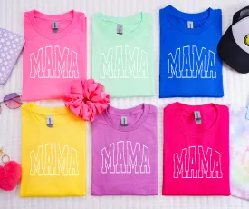 Bight Colored Varity Mama Outlined Graphic Tees