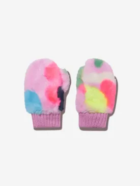 Billieblush Girls Faux Fur Mittens in Pink