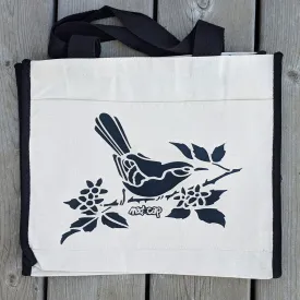 Bird on branch Cotton Canvas Tote Bag