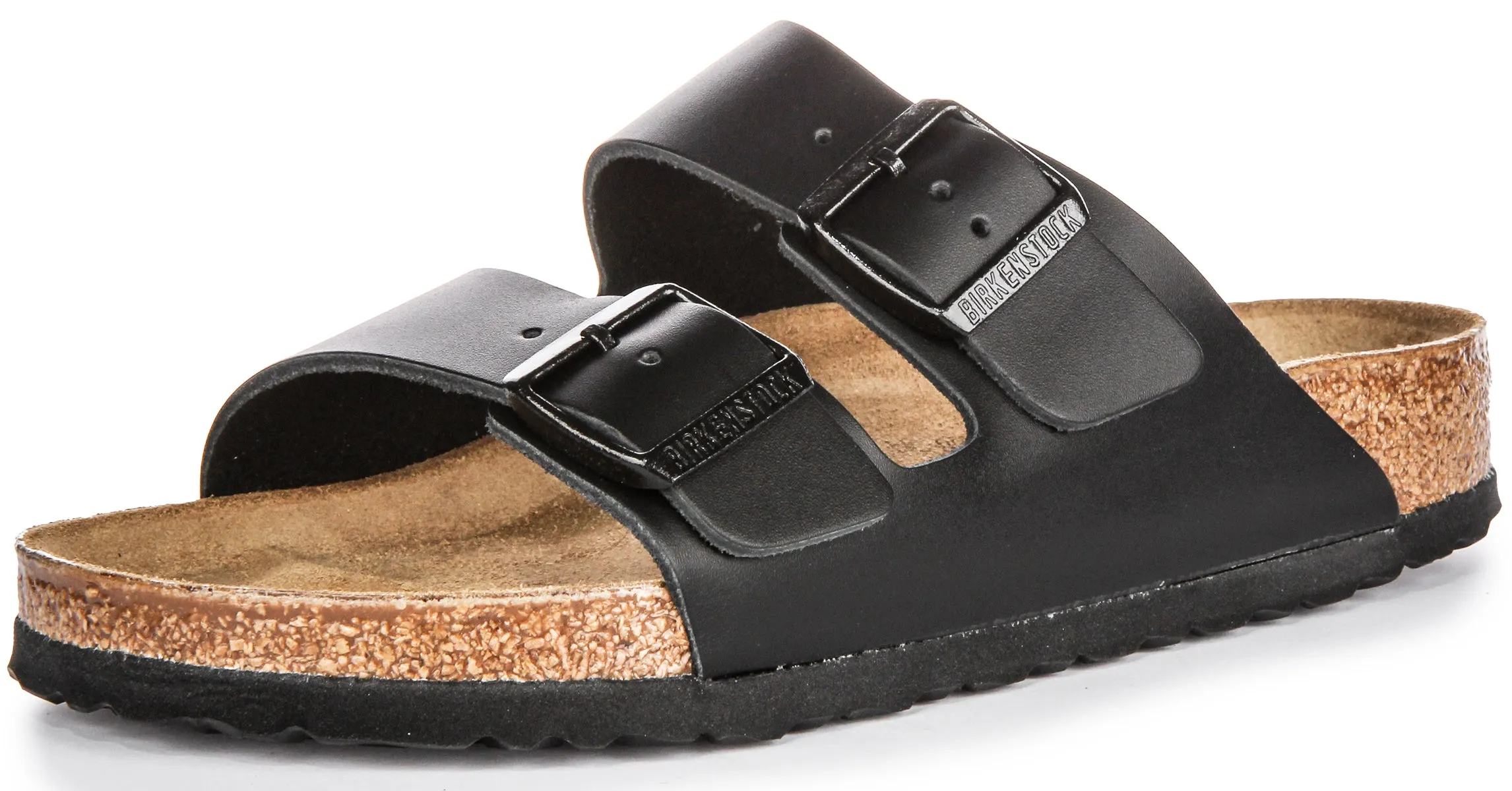 Birkenstock Arizona Natural Leather In Black | Regular Fit