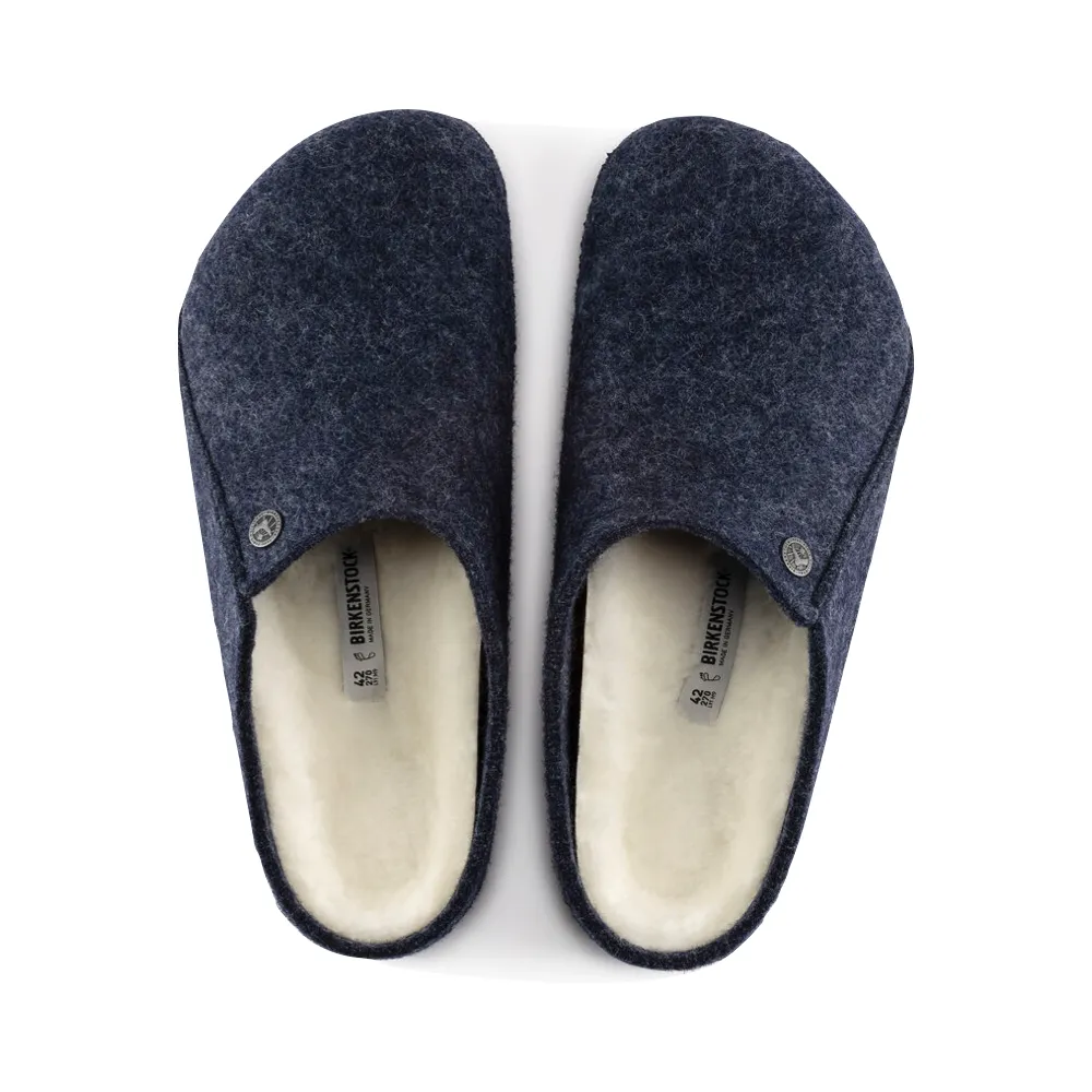 Birkenstock Women's Zermatt Shearling Slip On Clog Slipper (Dark Blue)