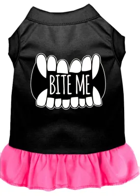 Bite Me Screen Print Dog Dress Black With Bright Pink Sm (10)