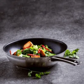 BK Allround Satin Stainless Steel Wok with Ceramic Non-Stick Coating - 28cm