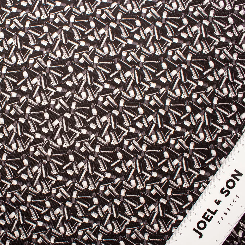 Black & Grey Pill Printed Silk Twill Fabric