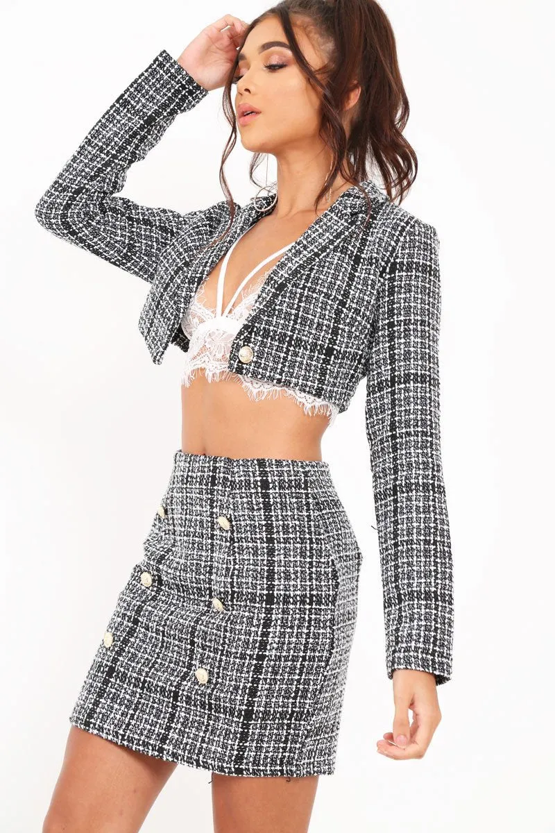 Black And White Cropped Blazer - Keilee