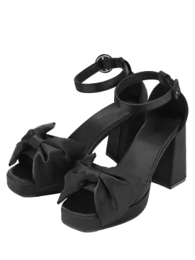 Black Bandage Bow Buckled High Heel Sandals