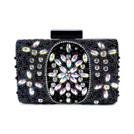 Black Beaded Evening Clutch Bag