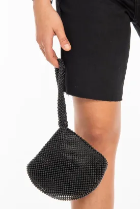 Black Beaded Mini Clutch Bag - Natally