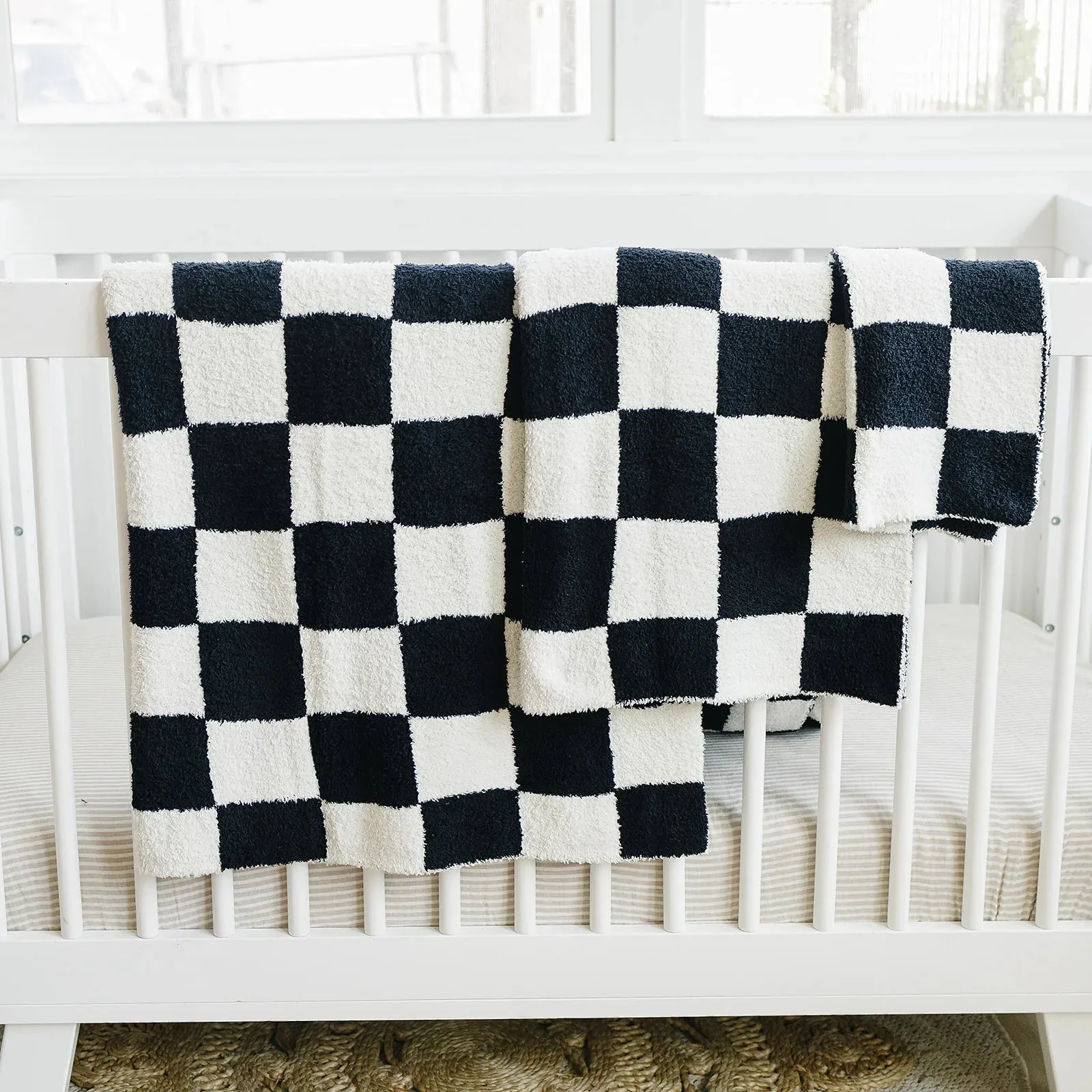 Black Checkered Plush Blanket | Baby