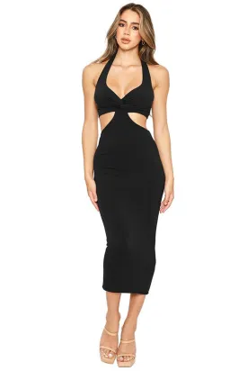 Black Cut Out Mid Dress