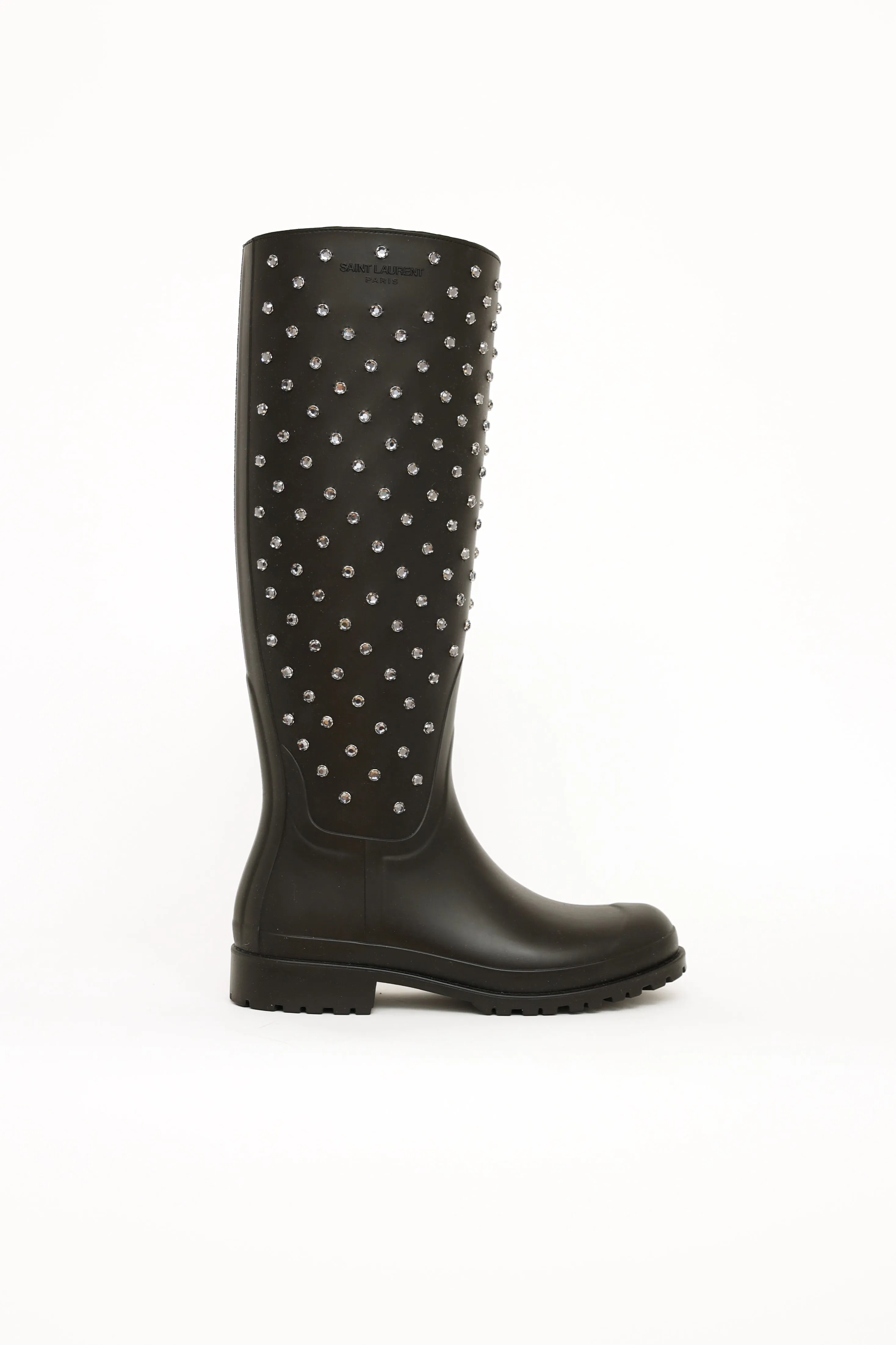 Black Embellished Rubber Boots