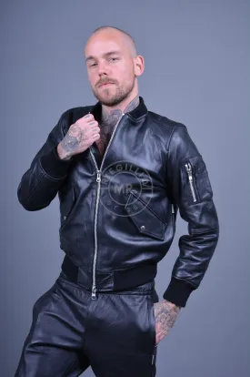 Black Leather Bomber Jacket