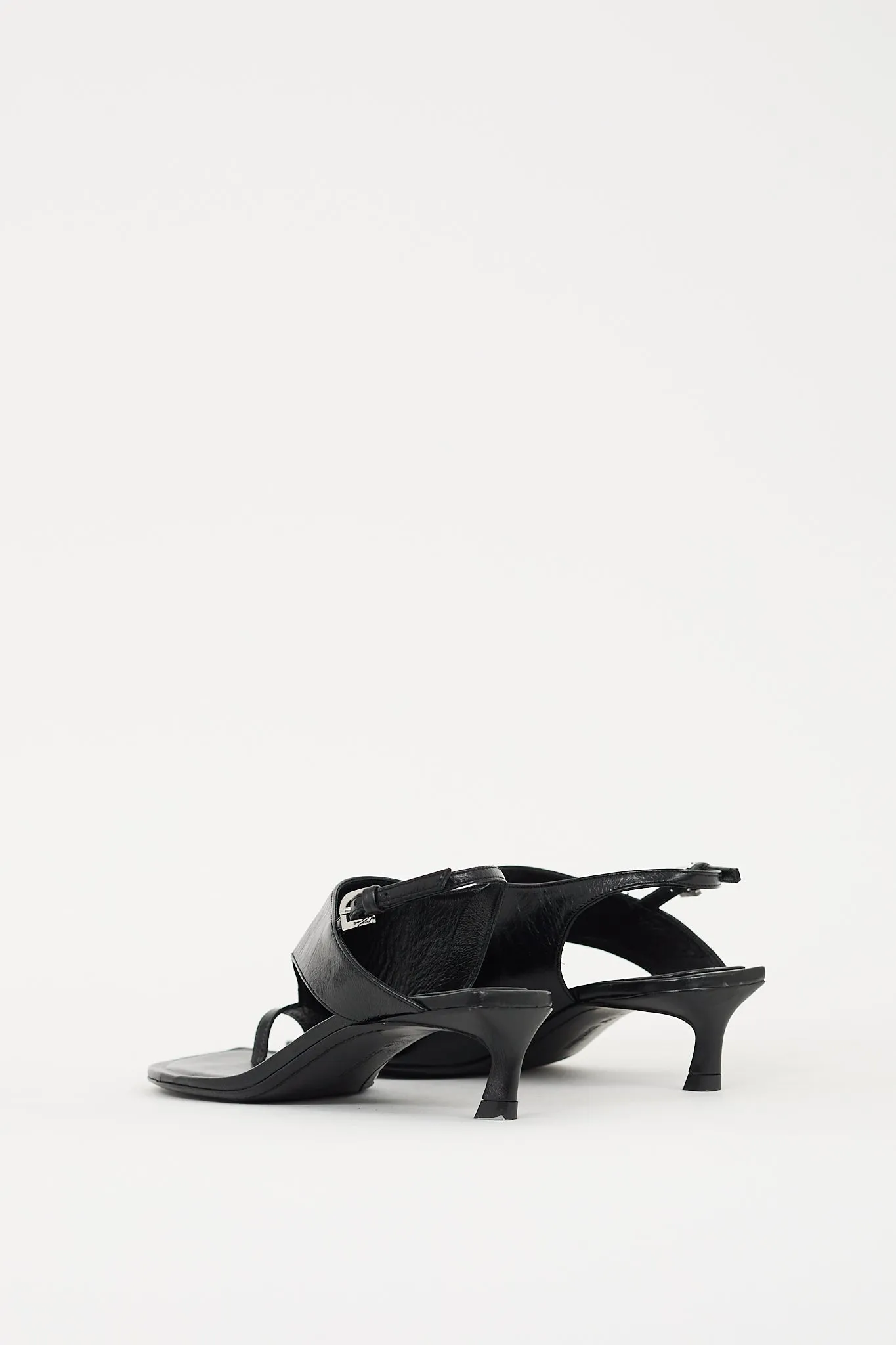 Black Leather Slingback Glove Low Heel