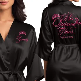 Black Mis Quince Años Robes, Pretty Quinceañera Robes, Robes for Mama de Quince | Quinceañera Gift