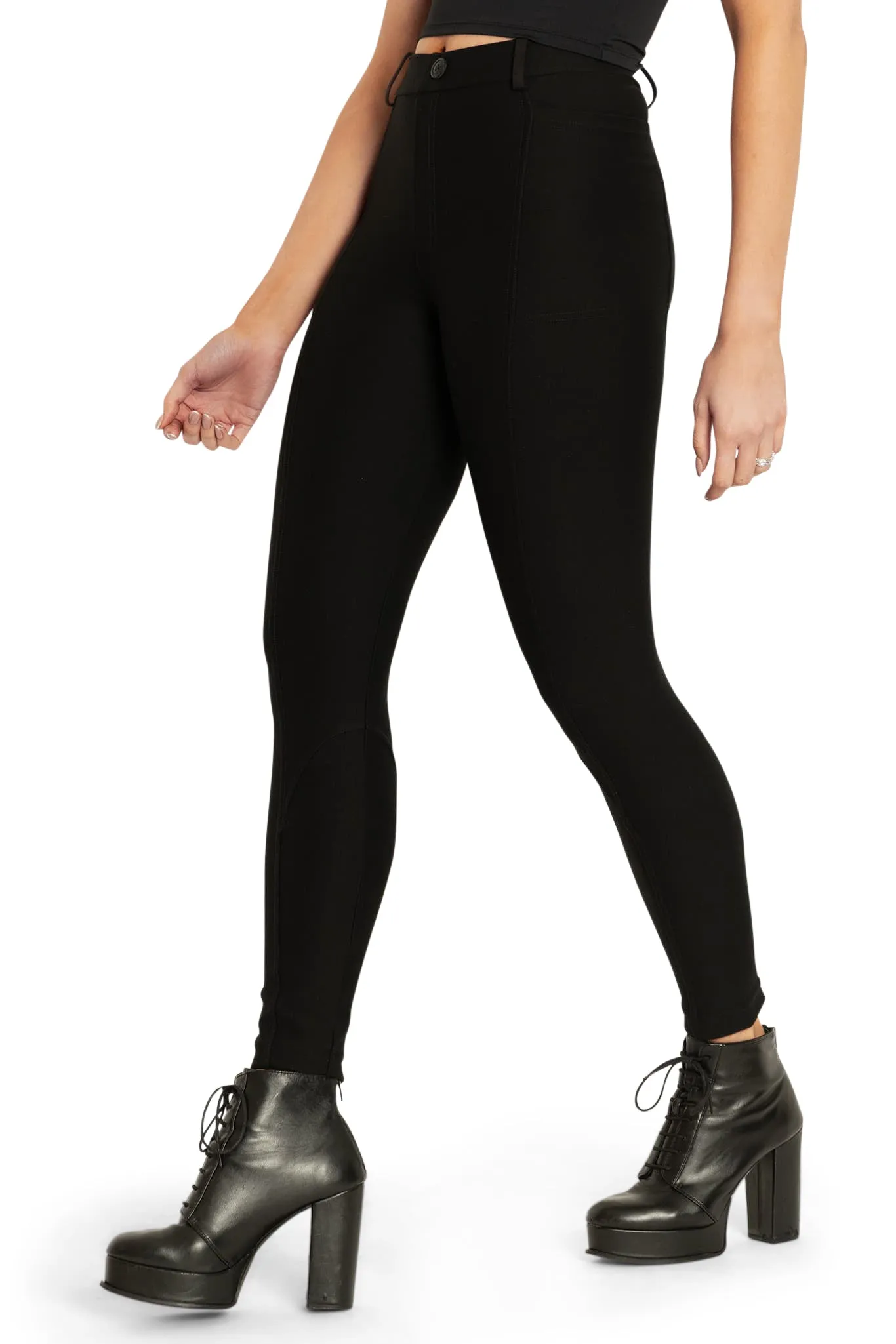 Black Panelled High Waisted Leggings