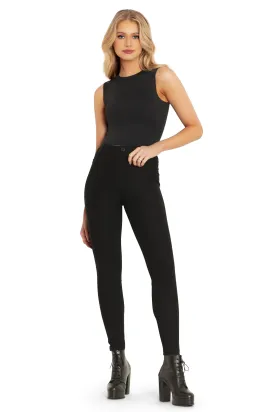 Black Panelled High Waisted Leggings