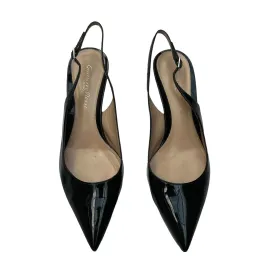 Black Patent Leather Kitten Heels - 5.5